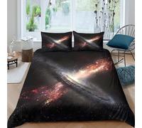 Galaxy Collision Housse de Couette Microfibre résistante 3 Pièces 3D Imprimée Confortable Cosmic Space Art Linge de Lit avec Taie d'oreiller Ultra Douce for Garçon Single（140x200cm）