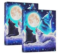 Galaxy Cool Wolf Classeur à 3 anneaux 3,8 cm 3 anneaux 200 feuilles Impression amusante 3 anneaux 31,5 x 27 x 6 cm