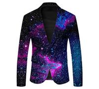 Galaxy Costume pour Homme Coupe ajustée Veste de Costume 3D Galaxie Imprimé Veste de dîner Veste Graphique Galaxie Univers Étoile Espace Fête Suits Blazer pour Homme