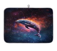 Galaxy Dolphin Tapis égouttoir à vaisselle en microfibre absorbant pour cuisine, cuillère, assiette en verre, 40,6 x 45,7 cm