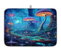 Galaxy Forest Tapis égouttoir à vaisselle en microfibre absorbant pour cuisine, cuillère, assiette en verre, 40,6 x 45,7 cm