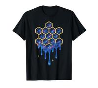 Galaxy Honeycomb Drip Space Motif Science-Fiction T-Shirt