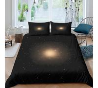 Galaxy image Ensemble De Literie Léger Microfibre résistante 3 Pièces 3D Effet Cosmic space scène Parure de Lit avec 2 Taies d'oreiller Hypoallergique for Chambre de garçons Single（140x200cm）