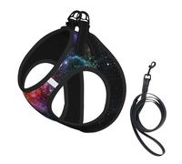 Galaxy In The Universe Ensemble harnais et laisse pour chats et chiens, réfléchissant, réglable, gilet en maille douce et respirante avec laisse anti-fuite, pour petits animaux de compagnie et chatons