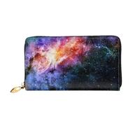 Galaxy in the Universe Portefeuille en cuir avec fermeture éclair pour téléphone portable, carte de crédit, argent, noir, taille unique, Noir/blanc, One Size