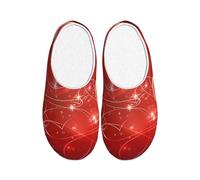 Galaxy Love Heart Pantoufles en flanelle pour femme - Chaussons romantiques antidérapants - Chaudes - Pour l'intérieur et l'extérieur, multicolore, X-Small Men/ XX-Large Women
