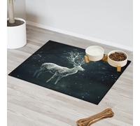 Galaxy Magic Deer Tapis d'alimentation pour chat et chien Tapis d'alimentation absorbant Nti-Slip Contiennent les déversements Protège les sols Set de table 43,1 x 76,2 cm