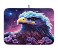 Galaxy Nebula Flower Eagles Tapis égouttoir à vaisselle en microfibre absorbant pour cuisine, cuillère, assiette en verre, 45,7 x 60,9 cm