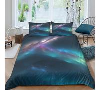Galaxy Nebula Housse de Couette Microfibre résistante 3 Pièces 3D Effet Douce Cosmic Space Art_ Parure de Lit avec Fermeture Éclair Confortable for Garçons Adolescents Single（140x200cm）