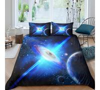 Galaxy Nebula Space Housse de Couette Confortable Microfibre Hypoallergique 3 pièces Digital Art Style Ensemble De Literie avec Fermeture Éclair Résistante for Les Enfants Single（140x200cm）