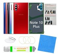Galaxy Note 10+ Coque arrière de rechange avec lentille d'appareil photo pré-installée + tout l'adhésif + manuel d'installation + kit d'outils de réparation pour Samsung Galaxy Note 10 Plus SM-N975 tous supports (Rouge aura)