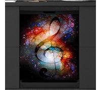 Galaxy Note de musique Housse magnétique pour lave-vaisselle Décoration de cuisine Espace musical avant lave-vaisselle réfrigérateur Autocollant décoratif pour appareil photo 58,4 x 66 cm