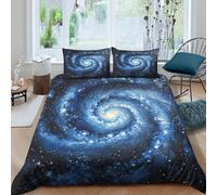Galaxy Peinture Linge de Lit Microfibre 3 pièces Imprimé en 3D Hypoallergique Cosmic Spiral Art Style Parure de Lit avec Fermeture Éclair Respirante for Chambre à Coucher Double（200x200cm）