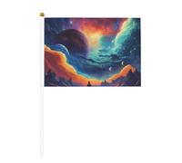 Galaxy Planet Canne de drapeau portable avec impression galaxie, décoration d'événements, utilisation polyvalente, activités de groupe