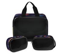 Galaxy Planet Cosmos Trousse de maquillage translucide pour homme et femme - Trousse de toilette de voyage - 3 pièces, couleur, XL, Trousse de maquillage