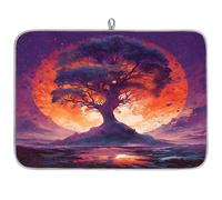 Galaxy Planet Forest Tree Tapis égouttoir à vaisselle en microfibre absorbant pour cuisine, cuillère, assiette en verre, 45,7 x 60,9 cm