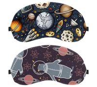 Galaxy Planet Lot de 2 masques pour les yeux, motif astronaur et ours polaire, masque de sommeil pour les yeux pour dormir sur le côté, masque de nuit zéro pression oculaire, couverture de sommeil