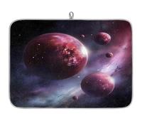 Galaxy Planet Tapis égouttoir à vaisselle en microfibre absorbant pour cuisine, cuillère, assiette en verre, 45,7 x 60,9 cm