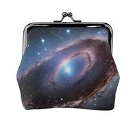 Galaxy Print Double Fermoir Cadre Métal Cuir Kiss Lock Change Pouch Portefeuille pour femme avec clés, petit sac à main, Noir , Taille unique