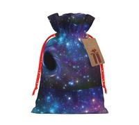 Galaxy Printing Fashion Bag Pochette légère avec cordon de serrage avec étiquette Kraft pour Noël Halloween