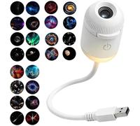 Galaxy Projector Night Light - 2-in-1 Lamp With 24 Film Slides | 360° Rotating Starry Sky Projection, Dimmable LED, USB Powered
