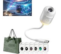 Galaxy Projector Night Light, Plug-and-Play HDStar Projector, 360° Rotating Starry Sky Projector, HD Smart Dynamic 5D Holographic Night Light Projector for Car Bedroom 6 Films