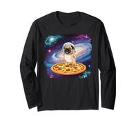 Galaxy Pug Dog Astronaut Pizza Space Animal Manche Longue