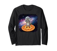 Galaxy Raccoon Astronaut Pizza Space Animal Manche Longue