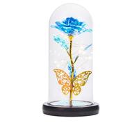 Galaxy Rose Forever lumineuse - Rose galaxie artificielle éternelle avec papillon dans un dôme en verre, pour grand-mère, épouse, fille