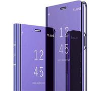 Galaxy S10 Coque Ultra Mince Plating Mirror Makeup Coque Clear View Folio Portefeuille Antichoc Leather Housse Flip Cover Pour Samsung S10 5g 6.7 Inch Mirror Pu Purple Mx.
