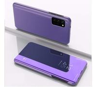 Galaxy S20 Ultra Coque Ultra Mince Plating Mirror Makeup Coque Clear View Folio Portefeuille Antichoc Leather Housse Flip Cover Pour Samsung Galaxy S20 Ultra Mirror Pu Purple Mx.