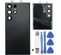 Galaxy S23 Ultra Coque arrière en verre de rechange pour Samsung Galaxy S23 Ultra avec ruban adhésif pré-installé et objectif d'appareil photo + kit de réparation authentique pour boîtier arrière