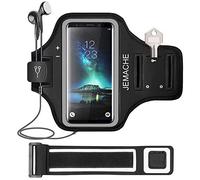 Galaxy S7 Edge/S8/S8 + Brassard, Jemache Gym Courir Sport Arm Band pour Samsung Galaxy S8/S7 Edge/S8 Plus avec clé/cartes de visites (Coque SPIGEN adaptée) Sangle de rallonge de 14 cm - Jogging d'exercice, noir