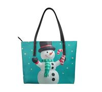Galaxy Snowman Sac à main en cuir végétalien pour femme avec étoile de Noël et poignée sur le dessus, grand sac à bandoulière pour le quotidien, le travail, les voyages