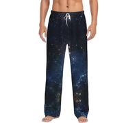 Galaxy Space Pantalon de pyjama pour homme avec poches et cordon de serrage, blanc, S
