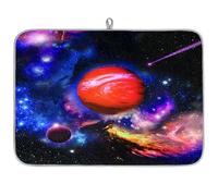 Galaxy Space Planet Tapis égouttoir à vaisselle en microfibre absorbant pour cuisine, cuillère, assiette en verre, 45,7 x 60,9 cm