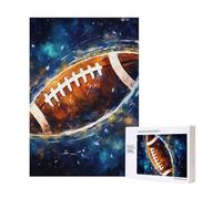 Galaxy Space - Puzzle imprimé football américain avec boîte de rangement - Puzzle en bois pour adultes et enfants - 300 pièces - Jeu décoratif amusant en famille