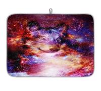 Galaxy Space Wolf Tapis égouttoir à vaisselle en microfibre absorbant pour cuisine, cuillère, assiette en verre, 40,6 x 45,7 cm