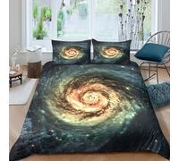 Galaxy Spiral Housse de Couette 3 pièces 3D Effet Microfibre résistante Cosmic Space Art Style Linge de Lit avec Taie d'oreiller Entretien Facile for Couple Super King（260x220cm）
