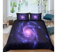 Galaxy Spiral Housse de Couette Microfibre résistante 3 Pièces 3D Effet Léger Cosmic Space Art Parure de Lit avec Taie d'oreiller Facile d'entretien for Fille King（220x240cm）