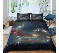 Galaxy Spiral Linge de Lit 3 pièces Microfibre Hypoallergique Imprimé en 3D Léger Cosmic Space Art Ensemble De Literie avec Fermeture Éclair Confortable for Décoration de Chambre Single（140x200cm）