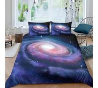 Galaxy Spiral Parure de Lit Microfibre résistante 3 Pièces 3D Effet Léger Cosmic Space Art Style Linge de Lit avec Taie d'oreiller Facile d'entretien for Adulte Enfants Filles King（220x240cm）