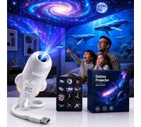 Galaxy Starry Sky Veilleuse projecteur 2 en 1 avec 12 films de projection | USB Portable, Luminosité Réglable, Rotation à 360° Projection Galaxie & Océan pour Chambre à Coucher Plafond Maison Voiture