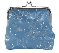 Galaxy Stars Bleu Portefeuille en Cuir Femmes Mignon Kiss Lock Boucle Petit Changement Portefeuille, Galaxy Stars Bleu, Bleu (Galaxy Stars)