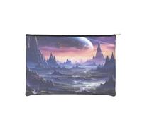 Galaxy Stars Hills Trousse à maquillage réutilisable en papier imperméable et légère pour voyage, école et usage quotidien Motif imprimé intégral pour femmes, étudiants, écologistes, Noir , Taille