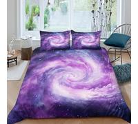 Galaxy swirl Ensemble De Literie Microfibre Hypoallergique 3 pièces 3D Effet Facile d'entretien Cosmic watercolor style Linge de Lit avec 2 Taies d'oreiller Léger for Chambre Enfants King（220x240cm）