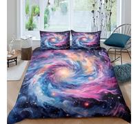 Galaxy Swirl Linge de Lit Microfibre résistante 3 pièces 3D Effet Confortable Cosmic Art Style Housse de Couette avec Fermeture Éclair Respirante for Chambre de Adolescents Double（200x200cm）