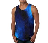 Galaxy T-shirt sans manches pour homme Motif galaxie 3D Univers Ciel étoilé Espace Carnaval Costume T-shirt à col rond, Noir , XXL