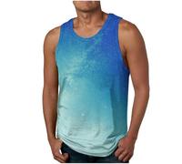 Galaxy T-shirt sans manches pour homme Motif galaxie 3D Univers Ciel étoilé Espace Carnaval Costume T-shirt à col rond, bleu, S