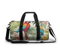 Galaxy Tiger Petit sac de sport de voyage avec compartiment pour homme et femme, Plantes tropicales et perroquets, 17.7in/9in/9in
